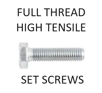 Hex Head Full Thread HiGH Tensile Set Screws sELECT dIAMETER